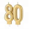 Świeczka złota metaliczna 7,7 cm - cyfra 80