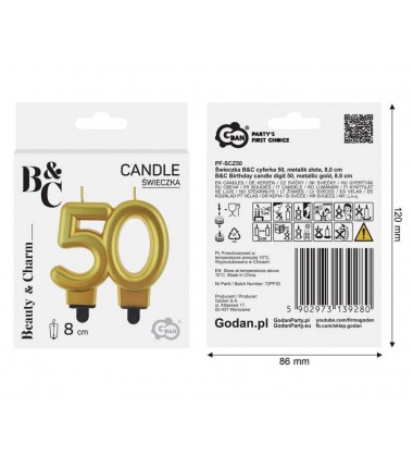 Świeczka złota metaliczna 50
