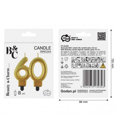 Świeczka złota metaliczna 60