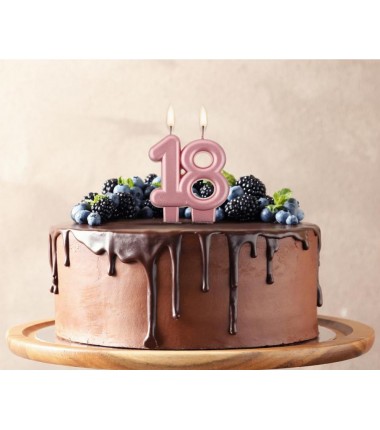 Świeczka złota metaliczna różowe złoto - 18