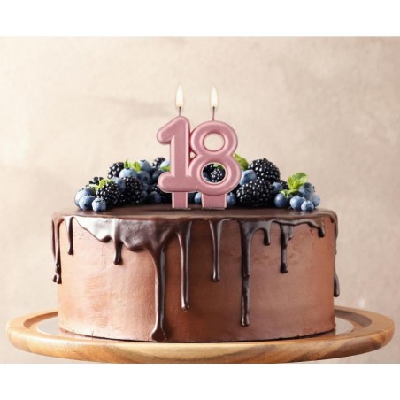 Świeczka złota metaliczna różowe złoto - 18