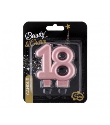 Świeczka złota metaliczna różowe złoto - 18