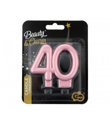 Świeczka złota metaliczna różowe złoto - 40