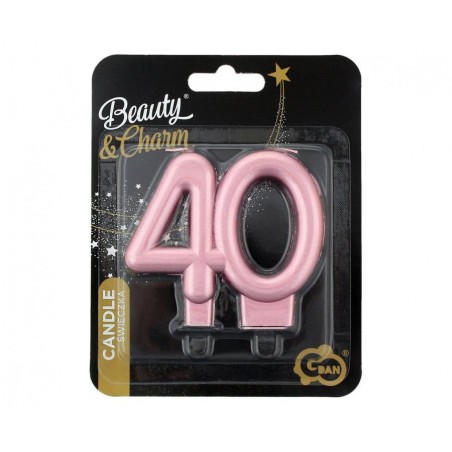 Świeczka złota metaliczna różowe złoto - 40