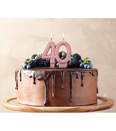 Świeczka złota metaliczna różowe złoto - 40