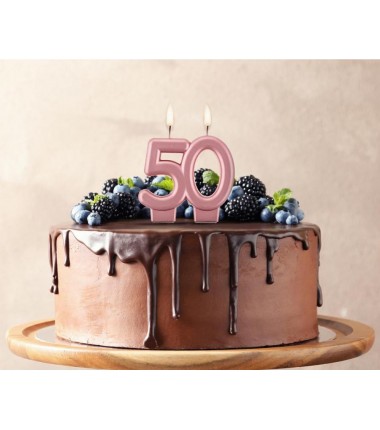 Świeczka złota metaliczna różowe złoto - 50