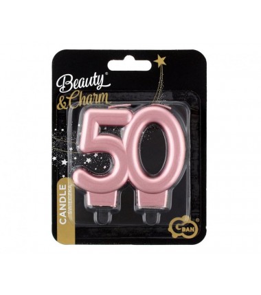 Świeczka złota metaliczna różowe złoto - 50