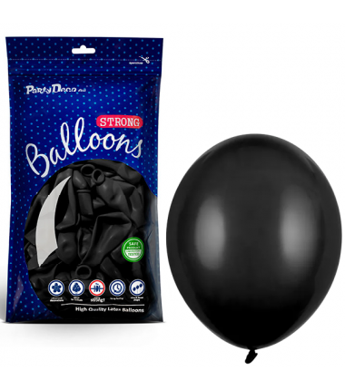 Balony Strong 12 cm czarne Pastel Black - 100 sztuk