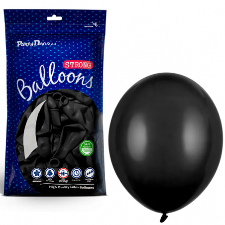 Balony Strong 12 cm czarne Pastel Black - 100 sztuk