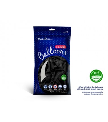 Balony Strong 30 cm czarne Pastel Black - 100 sztuk