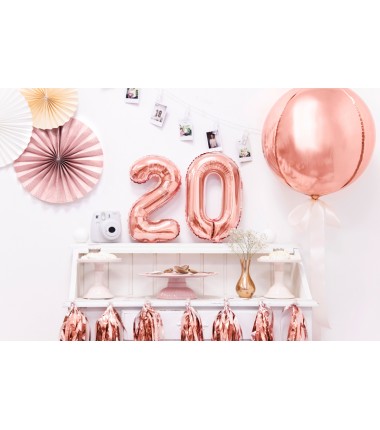Balon foliowy Cyfra 0 - 35 cm - Różowo Złoty