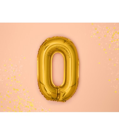 Balon foliowy Cyfra 0 - 35 cm - Złoty