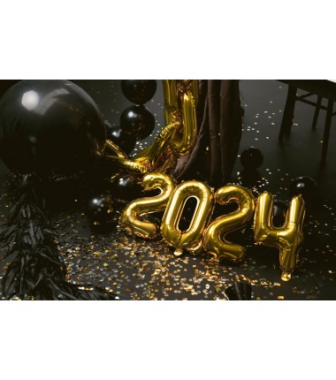 Balon foliowy Cyfra 0 - 35 cm - Złoty