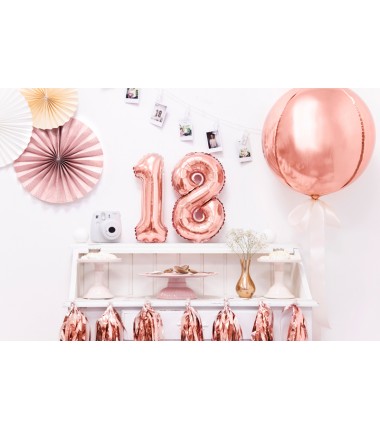 Balon foliowy Cyfra 1 - 35 cm - Różowo Złoty