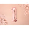 Balon foliowy Cyfra 1 - 35 cm - Różowo Złoty