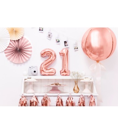 Balon foliowy Cyfra 2 - 35 cm - Różowo Złoty
