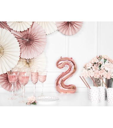 Balon foliowy Cyfra 2 - 35 cm - Różowo Złoty
