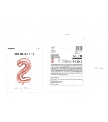 Balon foliowy Cyfra 2 - 35 cm - Różowo Złoty