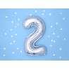Balon foliowy Cyfra 2 - 35 cm - Srebrny