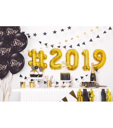 Balon foliowy Cyfra 2 - 35 cm - Złoty