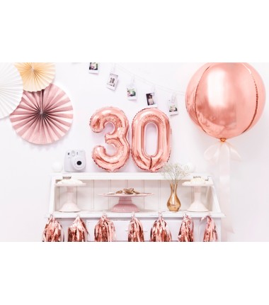 Balon foliowy Cyfra 3 - 35 cm - Różowo Złoty