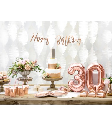 Balon foliowy Cyfra 3 - 35 cm - Różowo Złoty