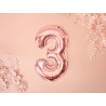 Balon foliowy Cyfra 3 - 35 cm - Różowo Złoty