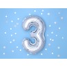 Balon foliowy Cyfra 3 - 35 cm - Srebrny