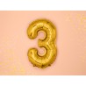 Balon foliowy Cyfra 3 - 35 cm - Złoty