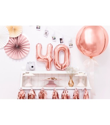 Balon foliowy Cyfra 4 - 35 cm - Różowo Złoty