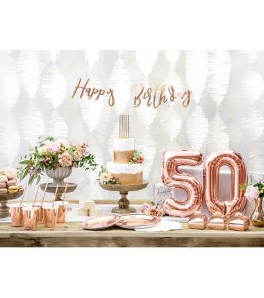 Balon foliowy Cyfra 5 - 35 cm - Różowo Złoty