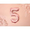 Balon foliowy Cyfra 5 - 35 cm - Różowo Złoty