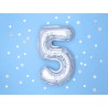 Balon foliowy Cyfra 5 - 35 cm - Srebrny