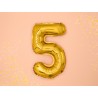 Balon foliowy Cyfra 5 - 35 cm - Złoty
