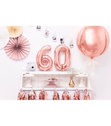 Balon foliowy Cyfra 6 - 35 cm - Różowo Złoty