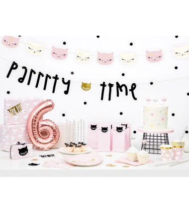 Balon foliowy Cyfra 6 - 35 cm - Różowo Złoty