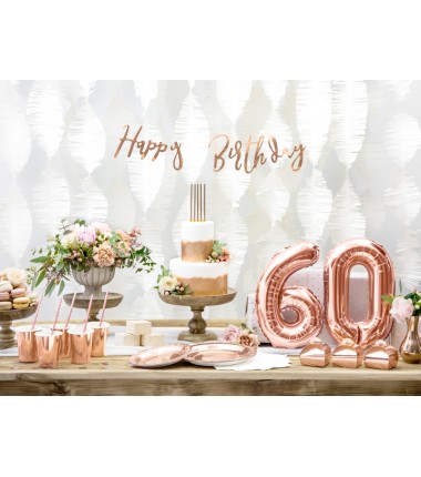 Balon foliowy Cyfra 6 - 35 cm - Różowo Złoty