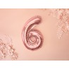 Balon foliowy Cyfra 6 - 35 cm - Różowo Złoty
