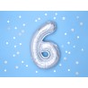 Balon foliowy Cyfra 6 - 35 cm - Srebrny