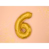 Balon foliowy Cyfra 6 - 35 cm - Złoty