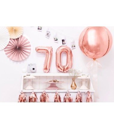 Balon foliowy Cyfra 7 - 35 cm - Różowo Złoty