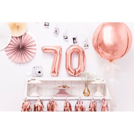 Balon foliowy Cyfra 7 - 35 cm - Różowo Złoty
