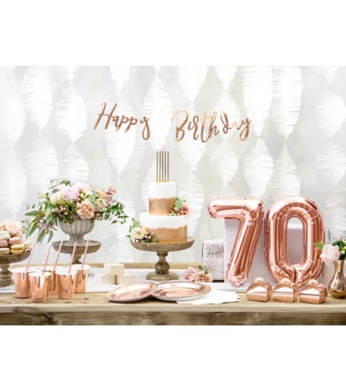 Balon foliowy Cyfra 7 - 35 cm - Różowo Złoty