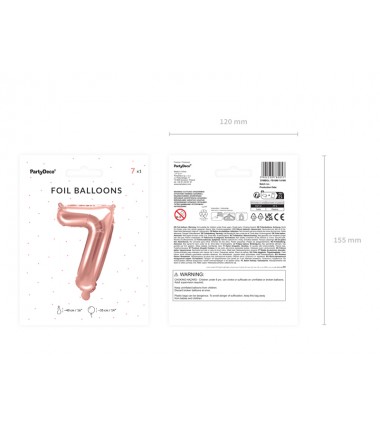 Balon foliowy Cyfra 7 - 35 cm - Różowo Złoty