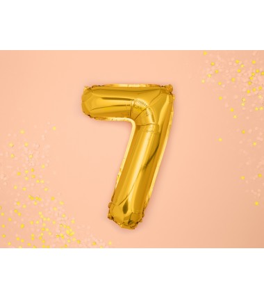 Balon foliowy Cyfra 7 - 35 cm - Złoty