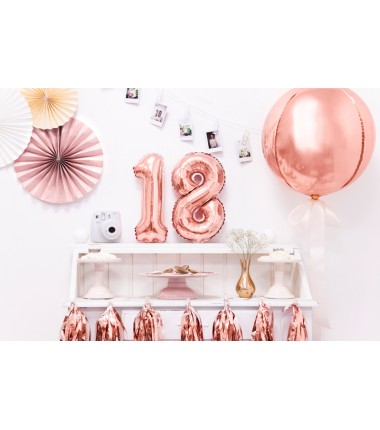 Balon foliowy Cyfra 8 - 35 cm - Różowo Złoty