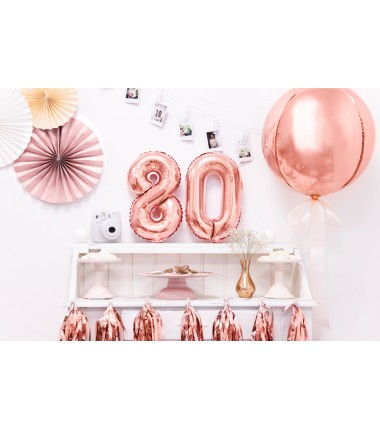 Balon foliowy Cyfra 8 - 35 cm - Różowo Złoty