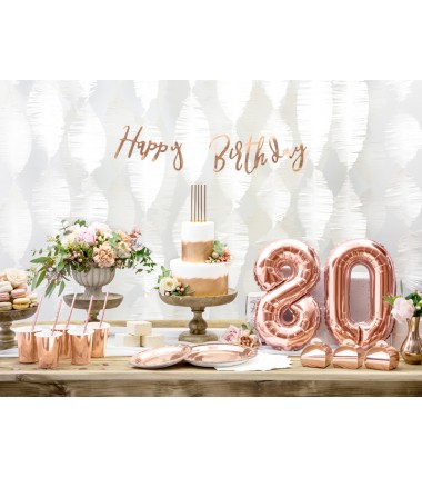 Balon foliowy Cyfra 8 - 35 cm - Różowo Złoty