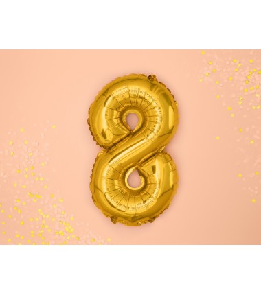 Balon foliowy Cyfra 8 - 35 cm - Złoty