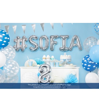 Balon foliowy Cyfra 9 - 35 cm - Srebrny